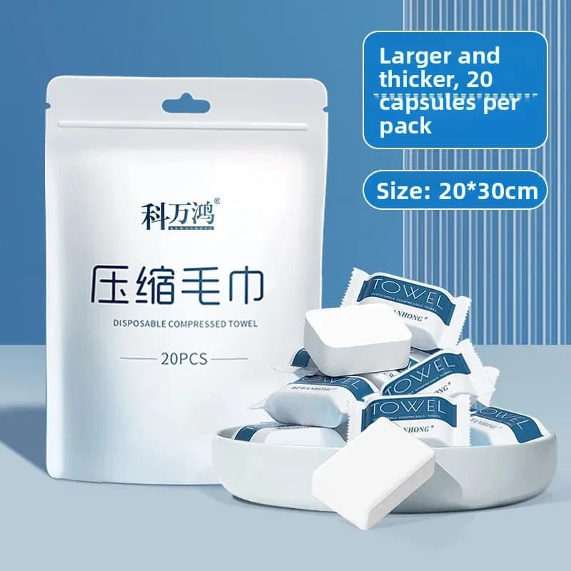 20 Asciugamani Compressi in Tessuto Non Tessuto 110gsm, Essenziali per Viaggi, Palestra e Campeggio