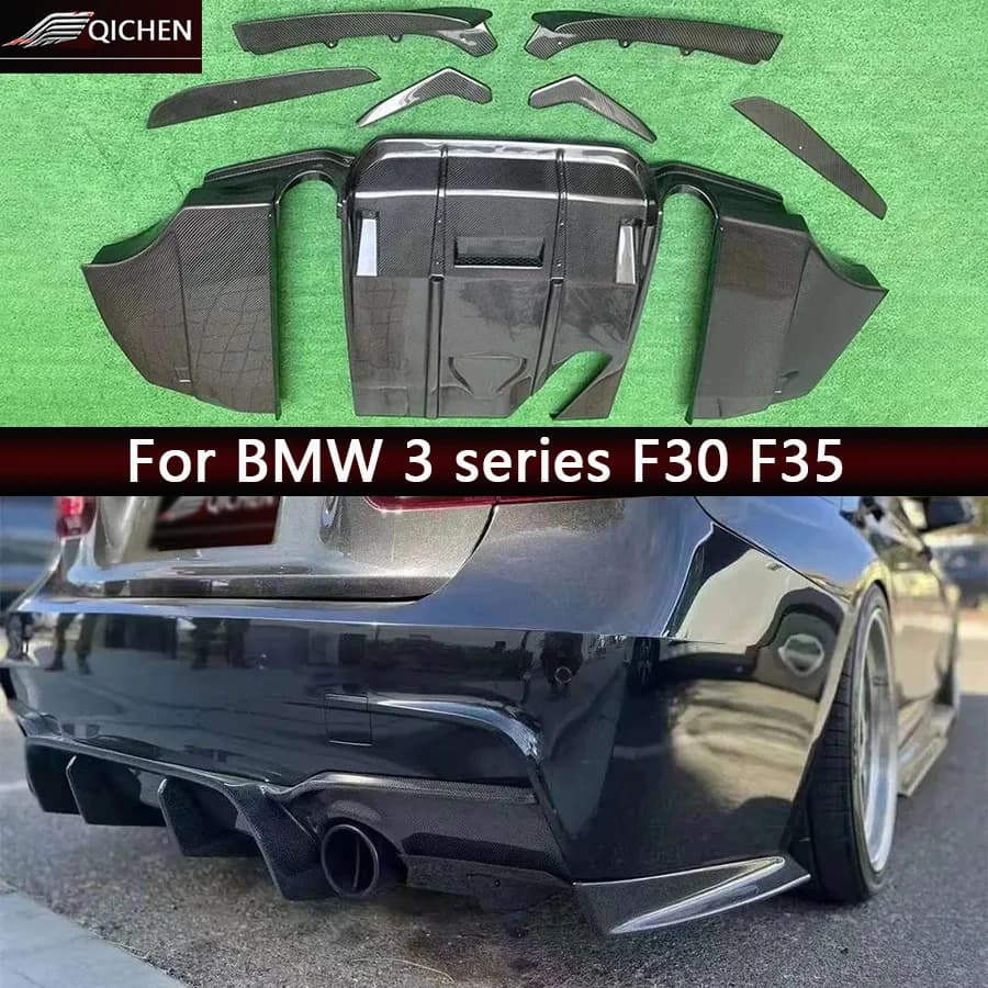 Diffusore posteriore in fibra di carbonio per BMW Serie 3 F30 F35 320 330, splitter posteriore, spoiler stile GEEX, kit carrozzeria con labbro posteriore.