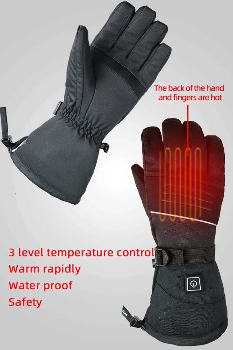 Guanti riscaldati elettrici per sci invernale con batteria USB, snowboard, moto, corsa, ciclismo