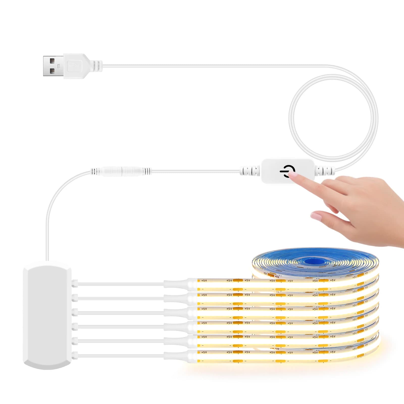 6/5/4/3/2/1 pezzi 5V USB COB LED Strip Light con kit interruttore dimmer touch per pannello acustico mensola sotto l'illuminazione dell'armadio