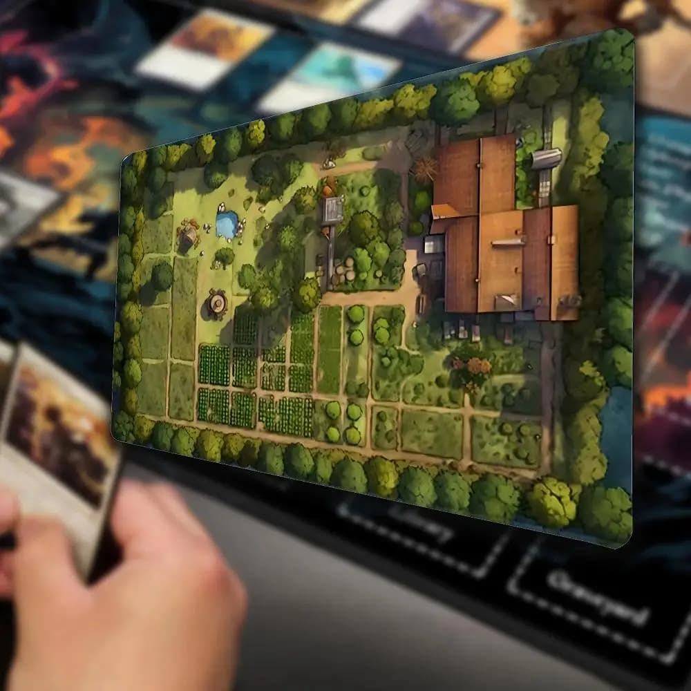 Tappetino per mouse con mappa del villaggio verde di grandi dimensioni, con supporto per il polso, tappetino da scrivania per giochi MTG tcg, tappetino da scrivania antiscivolo, tappetini per mouse da gioco, tappetino da gioco
