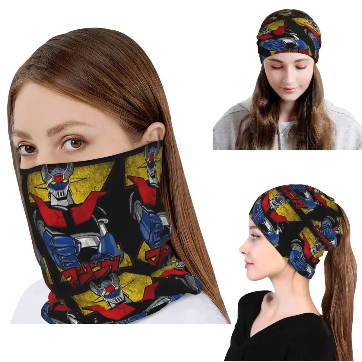 Mazinger Z, Vintage Style Bandana Neck Gaiter Face Scarf Multifunction Face Mask Beanies Hat for Men Women Adult Washable