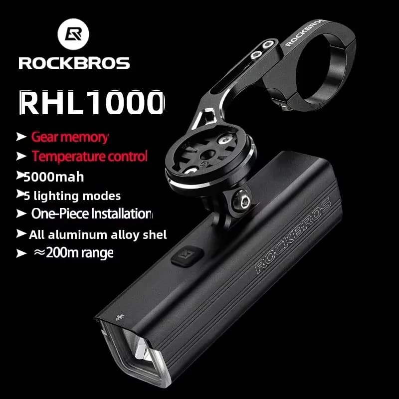 ROCKBROS 1000LM Bicycle Light, USB-C Rechargeable, Aluminium Front Light for Cycling