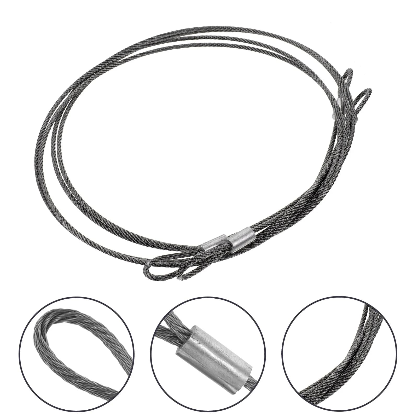 2 Pezzi Cavo di Sicurezza in Acciaio Intrecciato Flessibile Anti-Taglio con Doppio Anello per Luci da Giardino, Bagagli e Luci Pendenti