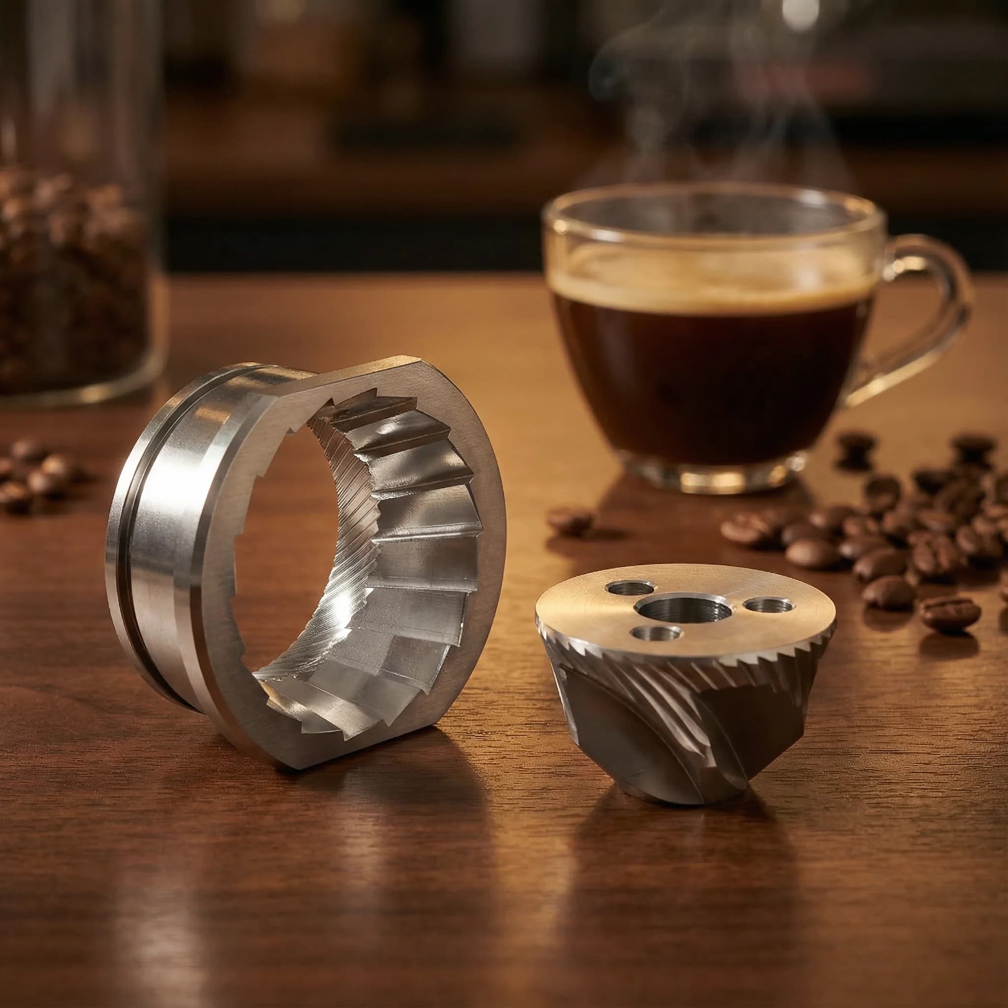 Frese Coniche di Precisione Superiore e Inferiore Compatibili con Macchine da Caffè Espresso Jura Barista