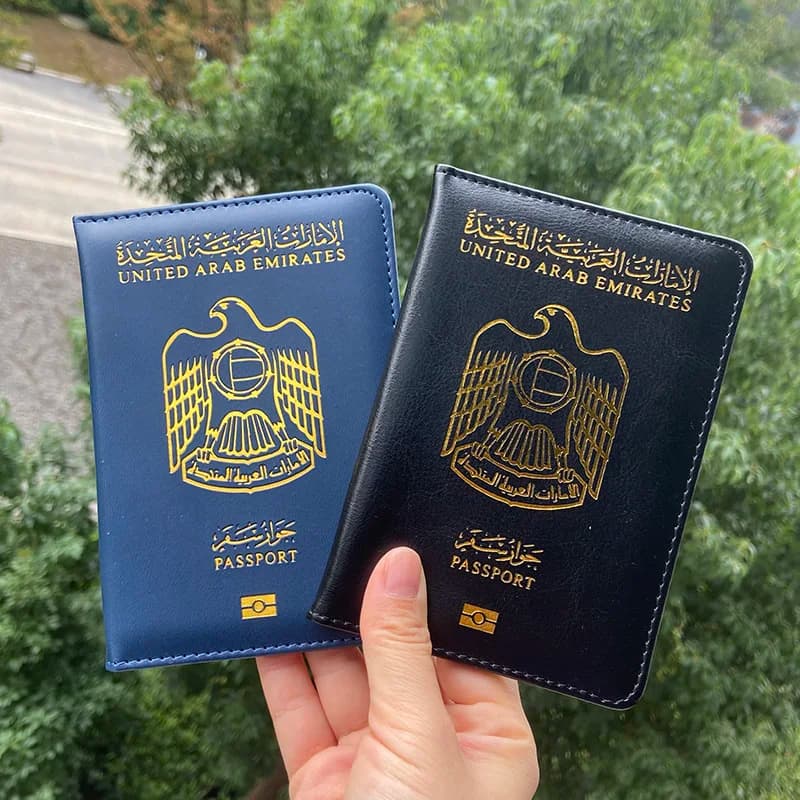 Porta carte con copertina per passaporto degli Emirati Arabi Uniti con slot per scheda SIM Portafoglio da viaggio Passaporto degli Emirati Arabi Uniti