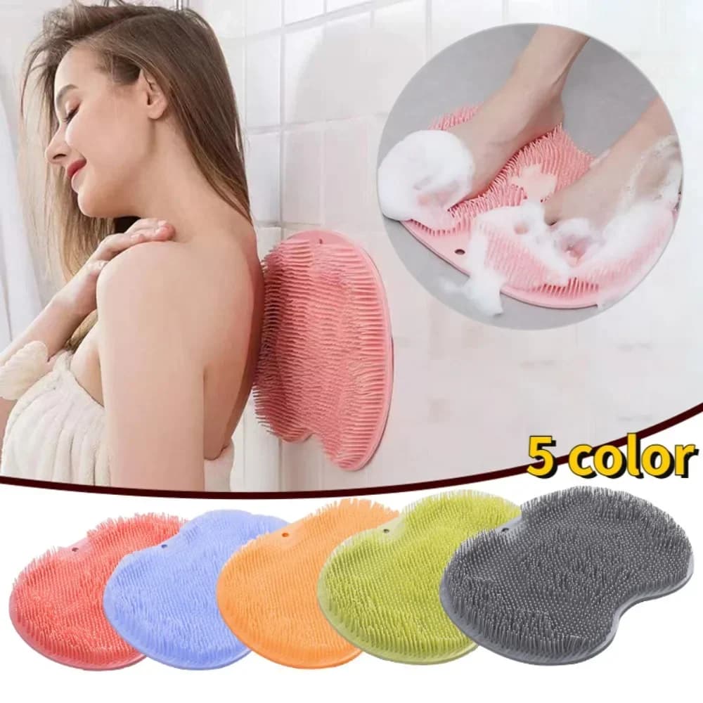 Doccia Piede Schiena Scrubber Bagno in silicone Massaggio Pad Bagno Massaggio Cuscino Spazzola con ventose Lavaggio Tappetino per piedi Spazzola esfoliante