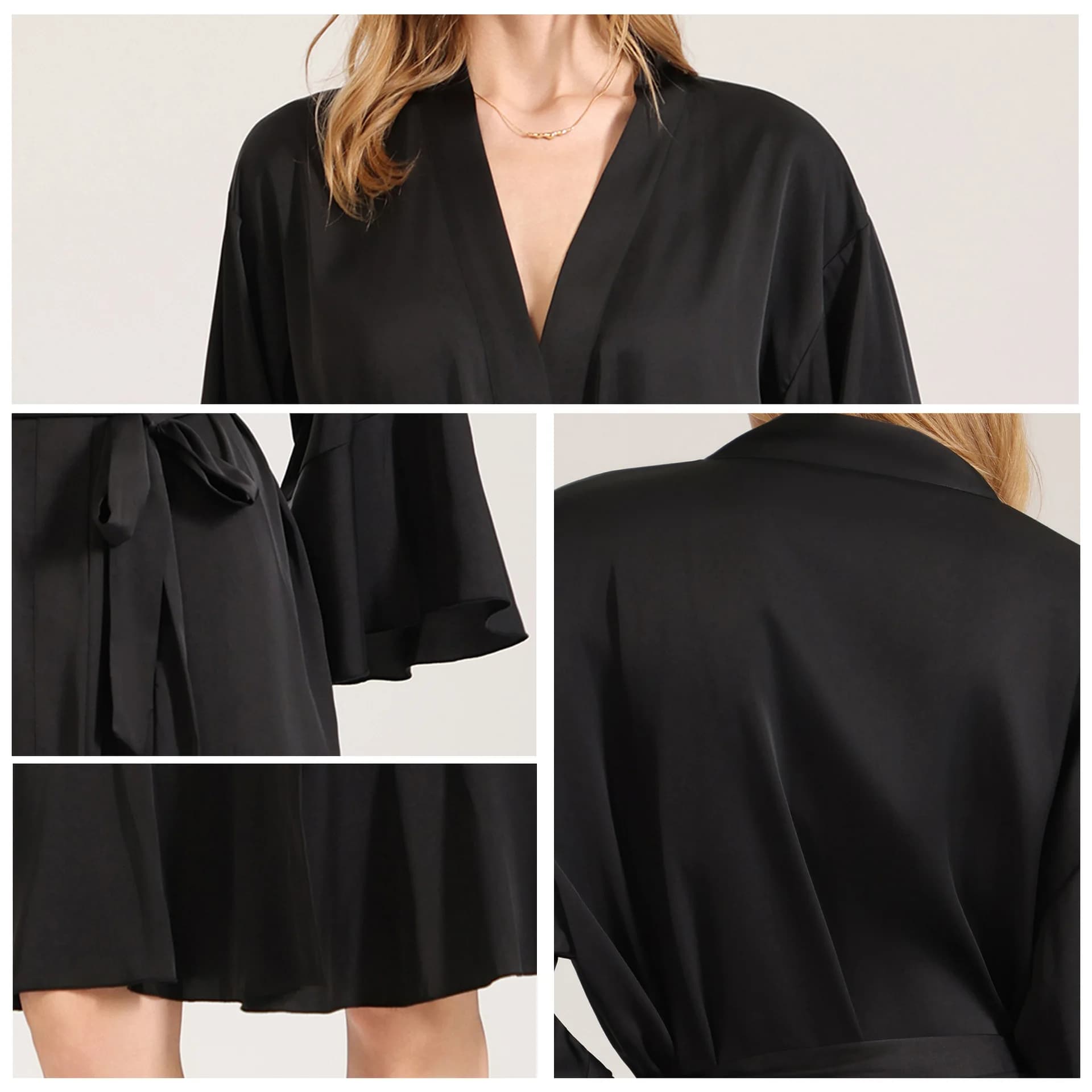 Summer Woman Ruffles Robe Sleepwear Kimono Sexy Bathrobe Silk satin Nlingerie Coached Casual Home Dress Pigiama