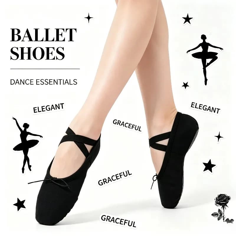 Flat Head Ballet Slippers Soft Sole Kids Adults Black White Indoor Yoga Gym Belly Dance Training Performance Casual Dance Shoes