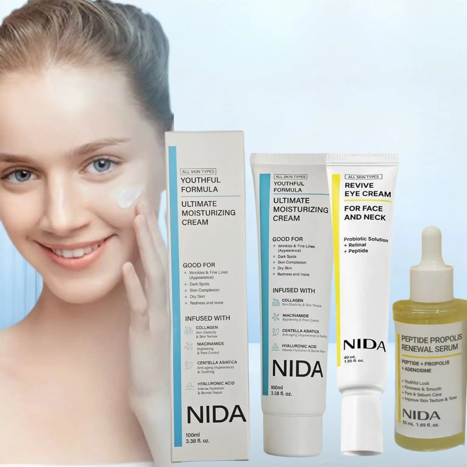 NIDA Face Cream nourishing daily moisturizing Retinol Decreases thin lines Eye cream Repairs the skin barrier Propolis essence