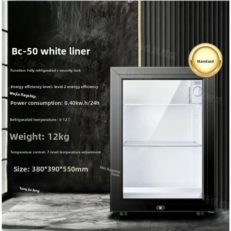 Household Mini Glass‑Door Ice‑Bar Display Cooler, Transparent Refrigerator Wine Storage Chiller for Living Room