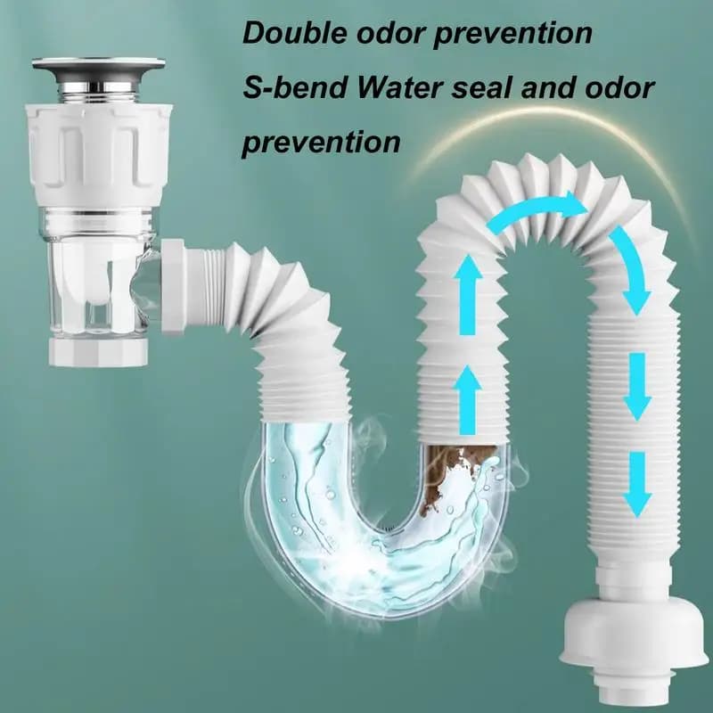 Tubo di scarico telescopico anti-odore Tubo per lavello domestico Lavabo Conduttura Lavello Deodorante Filtro Scarico Tubo fognario Accessori da cucina