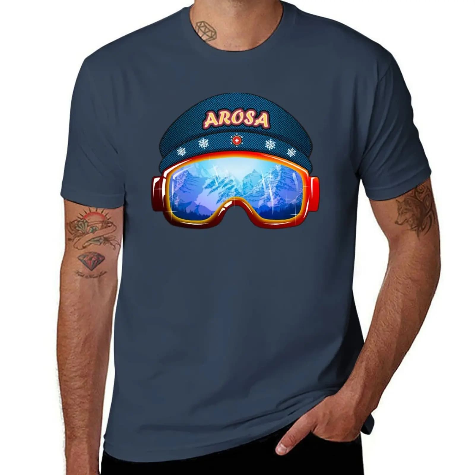 T-shirt traspirante taglia grande Goggles Arosa Ski Svizzera