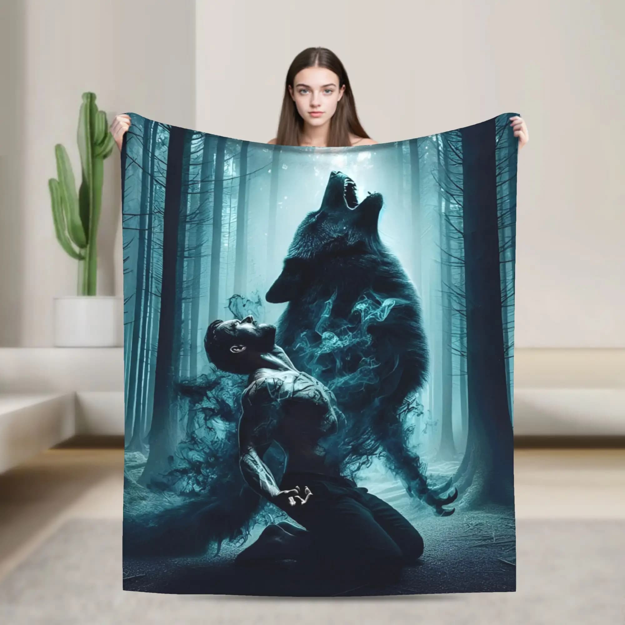 Coperta Teen Wolf in pile corallo super calda per viaggi in aereo e camera da letto