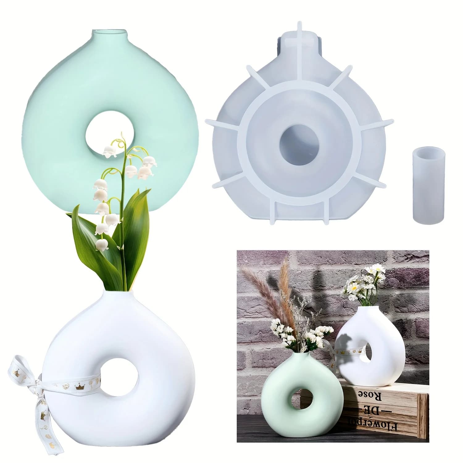 1 stampo in silicone per vaso rotondo fai da te, stampo in resina epossidica, stampo per vaso artistico in gesso fatto a mano, decorazione per la casa