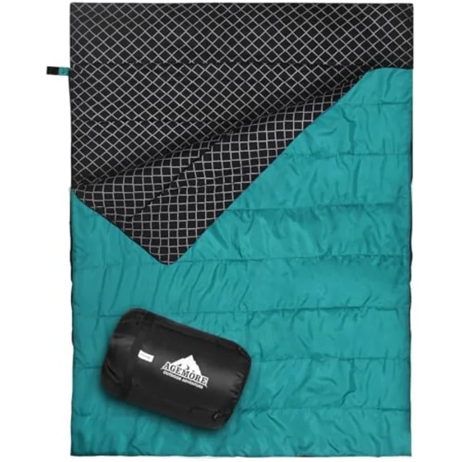 Double Toe Bag in Cotton Flannel for Camping, Hiking or Backpacking, Queen Size for 2 People, Waterproof, Adults