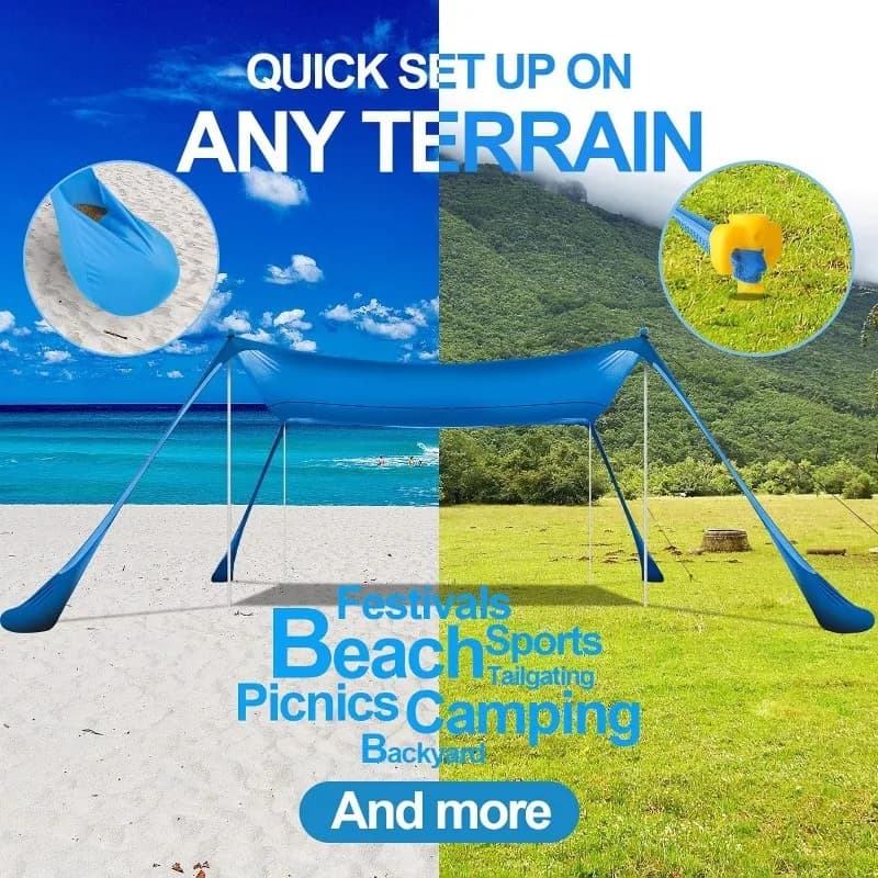 Tenda da spiaggia portatile in lycra per esterni Tenda da spiaggia portatile antivento e protezione solare Tenda da spiaggia da campeggio all'aperto per casa da giardino