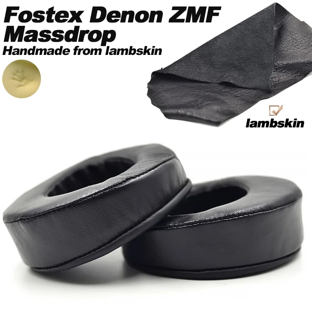 Cuscinetti auricolari angolati per cuffie Fostex TH-600 TH-900 Denon AH-D2000 ZMF in pelle di pecora perforata con rivestimento in memory foam