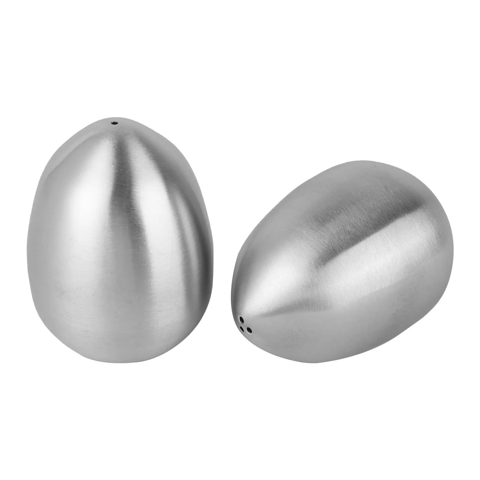 Set di 2 Saliera e Pepiera a Forma di Uovo in Acciaio Inox, Design a 1 o 3 Fori, Contenitore per Condimenti con Rivestimento in Ceramica per Cucina e Tavola