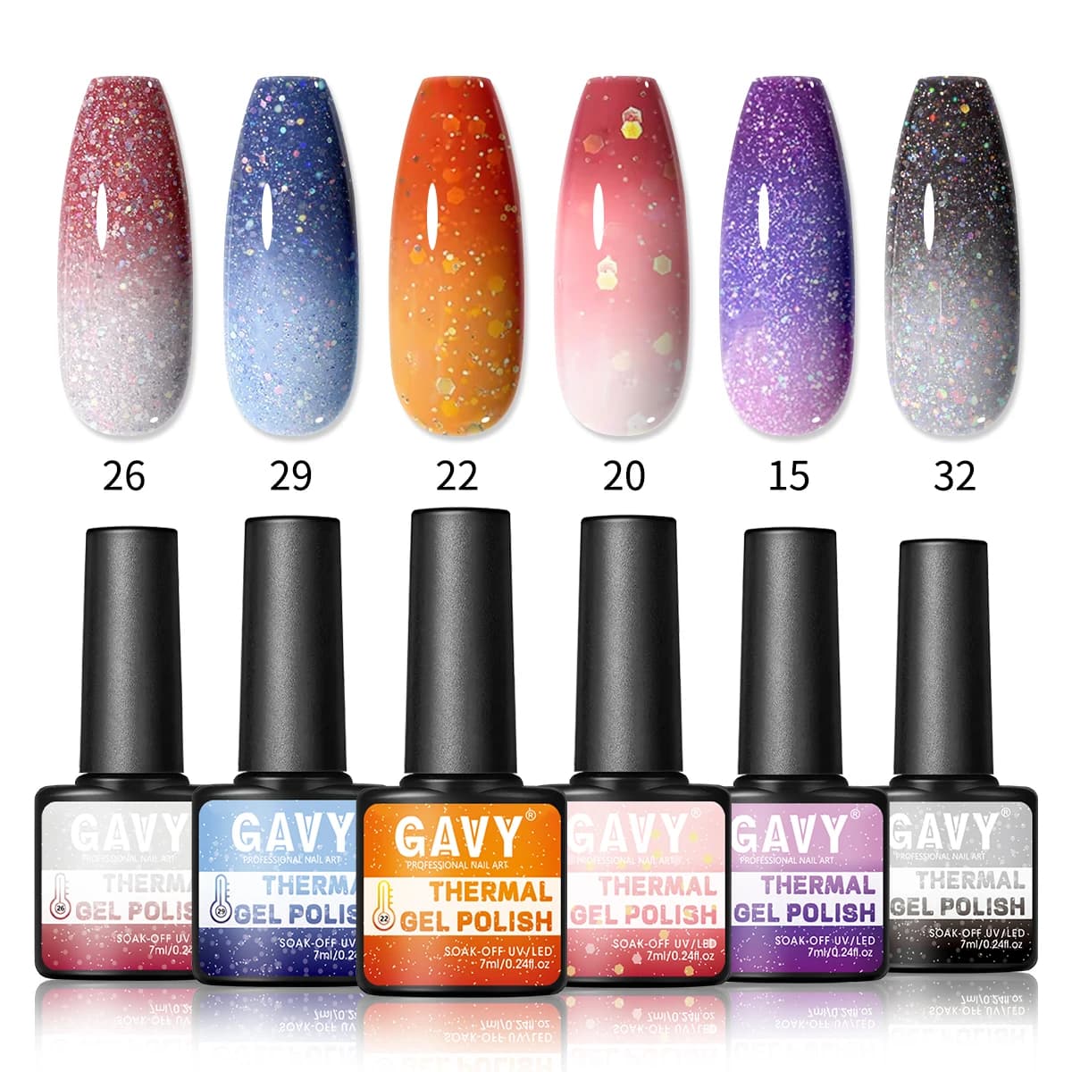 6-Color Color-Changing Gel Nail Polish Set, Removable Uv Led Nail Gel Paint, Temperature-Sensitive Gradient Color Nail Art Tool, Suitable for Home and Salon DIY Nail Art
