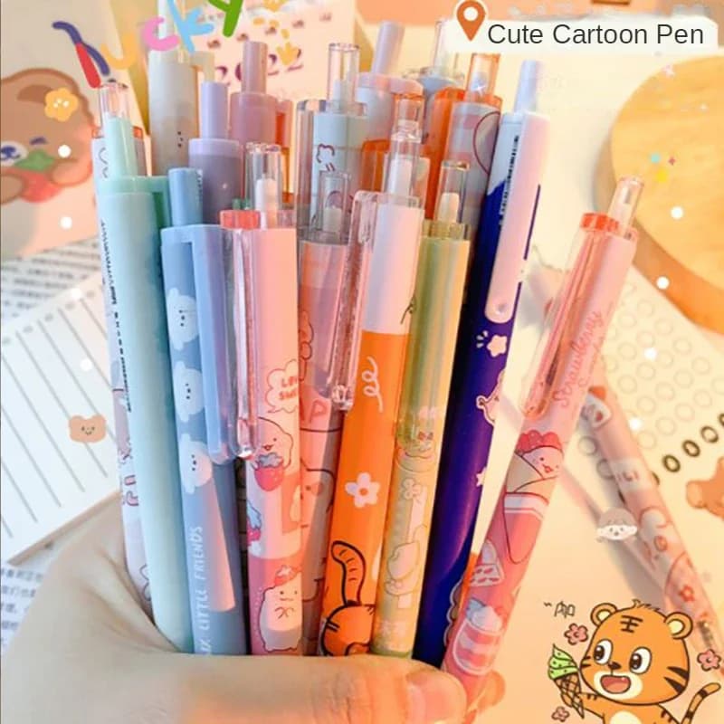 6 pz/set Kawaii Penna Gel 0.5mm Carino Penna A Sfera Accessori Per Ufficio Retrattile Studenti di Scrittura Del Fumetto Materiale Scolastico di Cancelleria