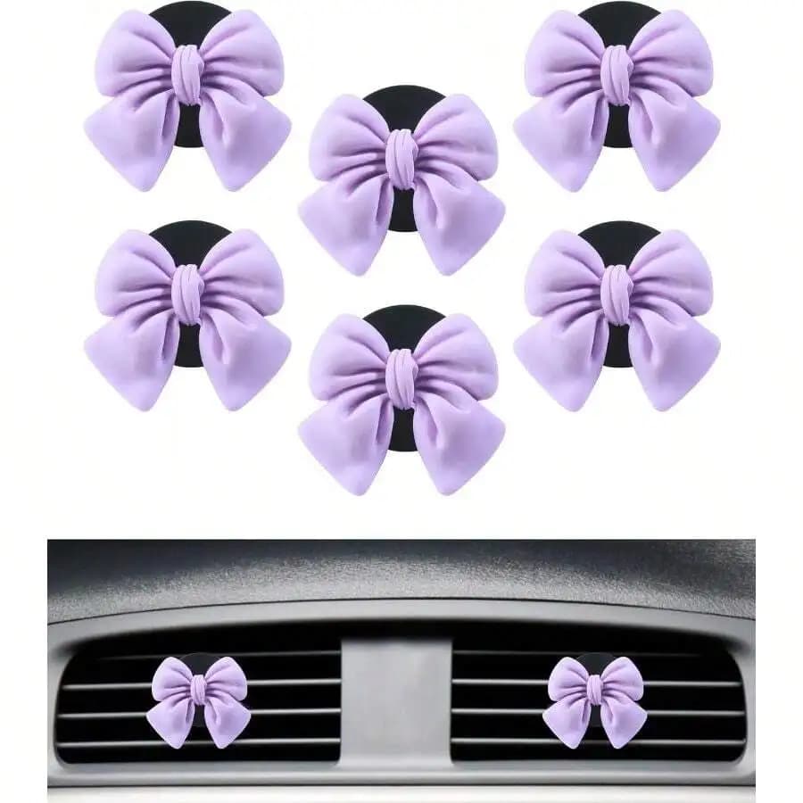 6 Pezzi Deodorante per Auto a Forma di Fiocco, Clip Decorativa per Bocchette d'Aria, Accessori Interni Auto per Donne e Ragazze