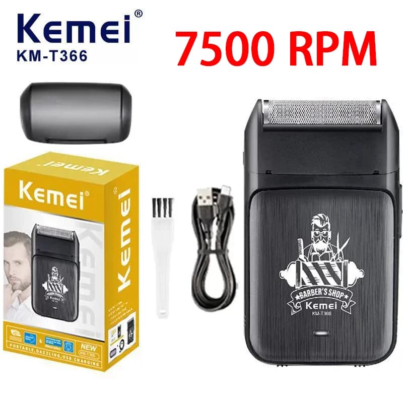 Professional Electric Razor Kmei KM-T366, Trimmer for Portable Barba, Mini Rechargeable Razor for Man