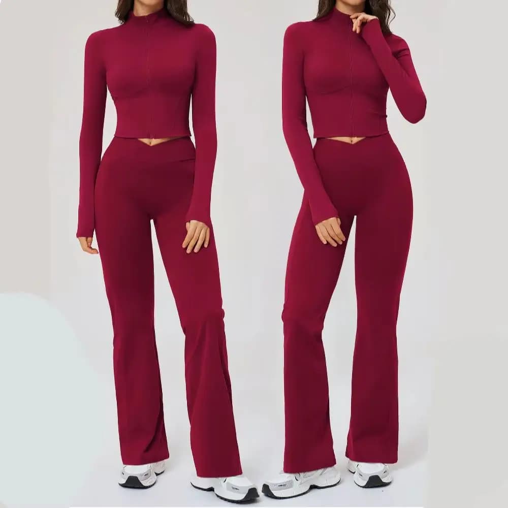 Set Yoga 2 Pieces for Women, Sporty Clothing Without Sewings, Top Short Sleeves Lengths and Leggings for High Life, Sporty Set