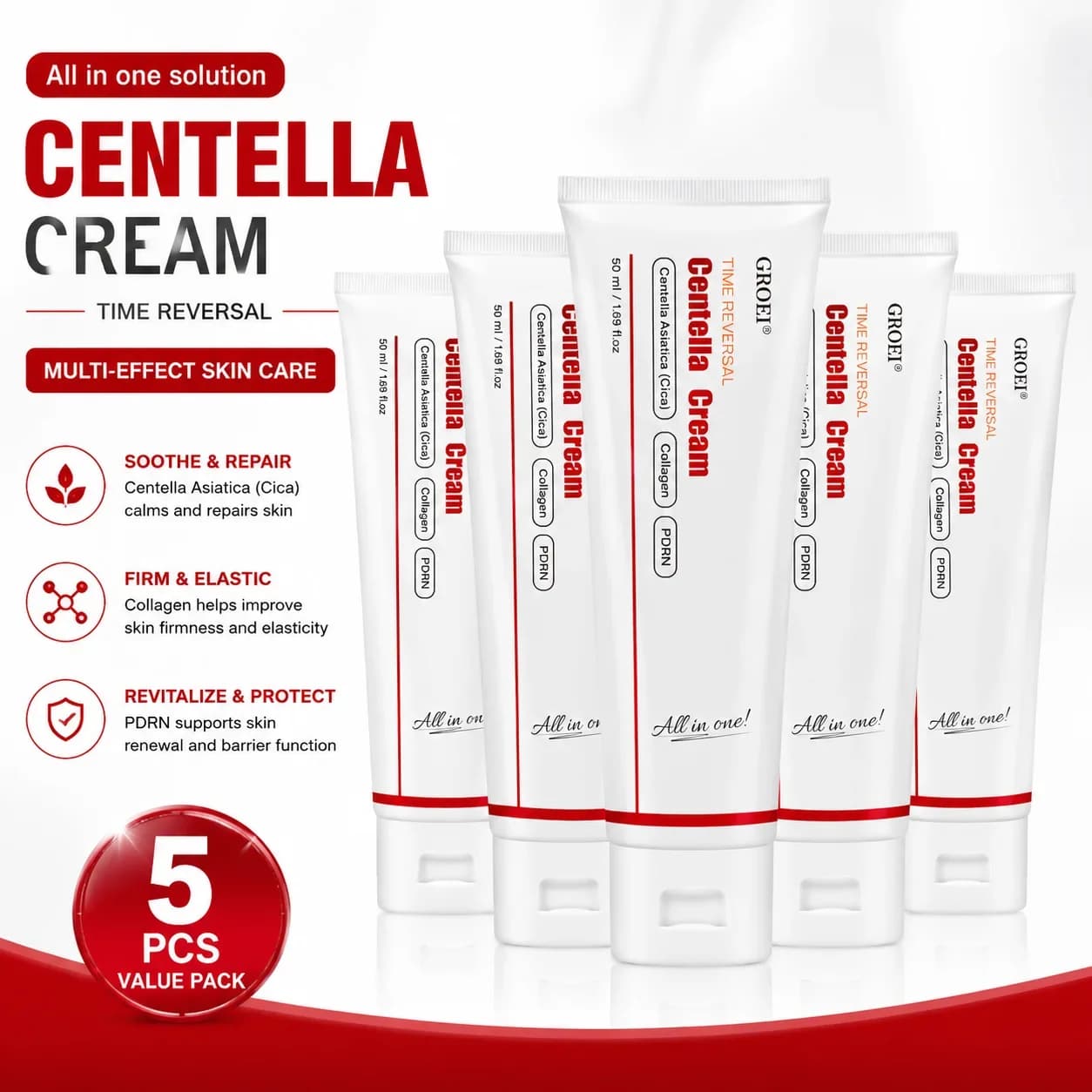 Centella Collagen Face Cream Hydrating Moisturizer Hyaluronic Acid Lightweight Smooth Skin Care Soft Elasticity Nourishing Glow