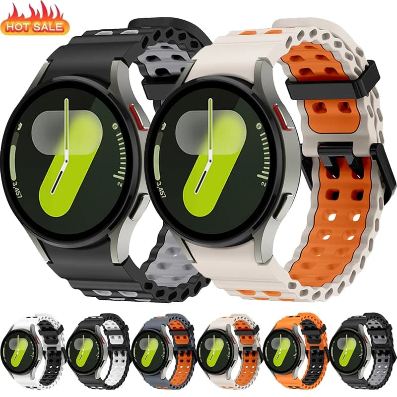 Ocean Silicone breathable Strap For Samsung Galaxy watch 7/6/5/4 40mm 44mm bracelet band For Watch 6/4 Classic 47/43mm 46/42mm