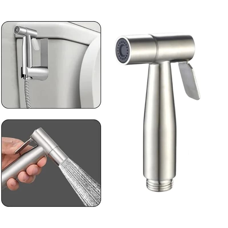 Pistola a spruzzo in acciaio inossidabile Supporto per bidet per WC portatile a mano Rubinetto portatile Soffione doccia per bagno di casa Forniture per autopulenti
