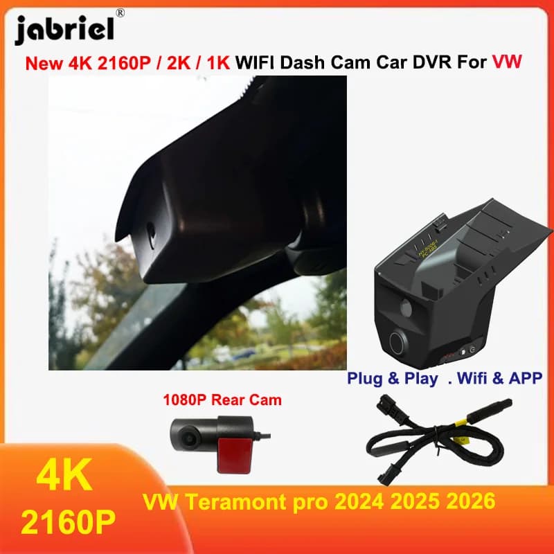 Plug and Play 1K 2K 4K 2160P Car Wi-Fi DVR Car Accessories for Volkswagen VW Teramont pro 2024 2025 2026 Dash Cam