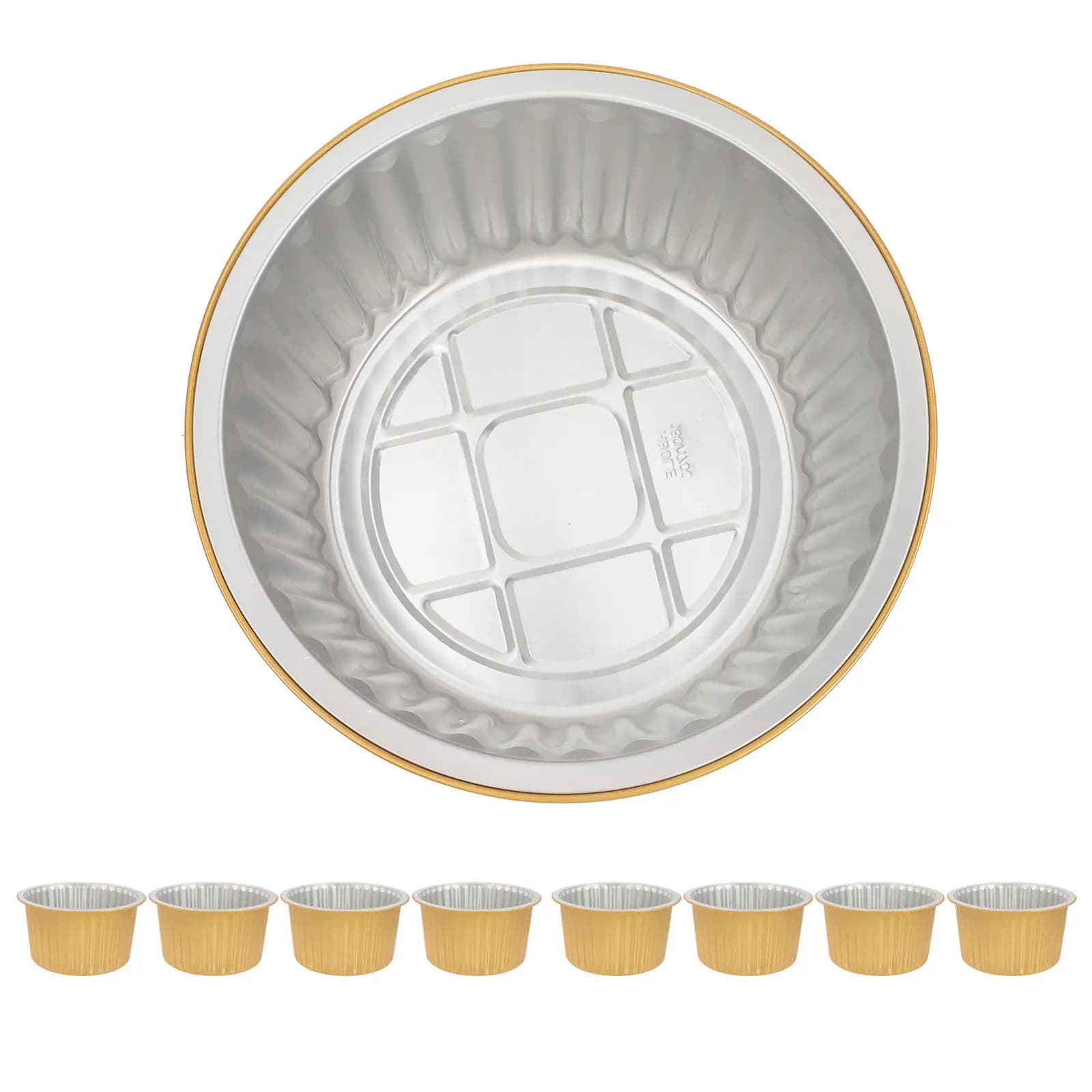 10 Pezzi Robuste Vaschette Rotonde in Alluminio Monouso, Adatte al Forno, per Friggitrice ad Aria, Barbecue, Griglia, Cottura, Picnic, Feste e Conservazione Alimenti