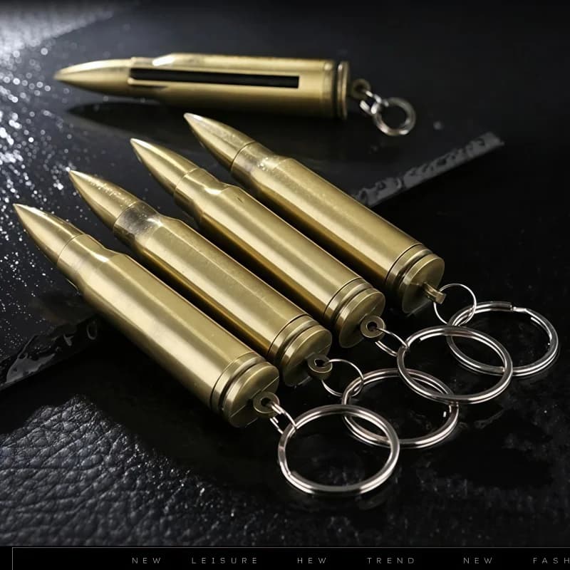 Mini portable creative bullet shaped hot selling metal matchstick with 10000 lighter multifunctional keychain combustion lighter
