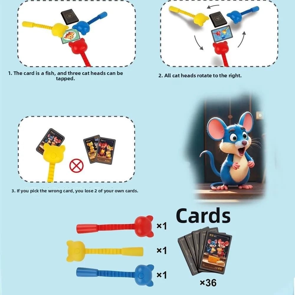 Giochi da Tavolo con Gatti Cartoon che Catturano Topi, Gioco di Memoria, Carte Divertenti, Giochi di Carte Intrattenenti, Gioco Educativo, Pensiero Logico