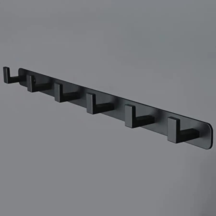 Durable stainless steel wall hanger with 6 hooks, rustic hook for clothes/keys, wall hanging bar