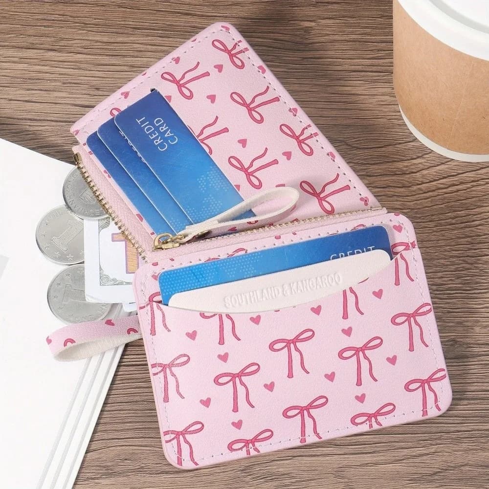 New PVC Credit Card Holder Roomy Slim Zipper Wallet Portable Lightweight Coin Purse for Women Girls