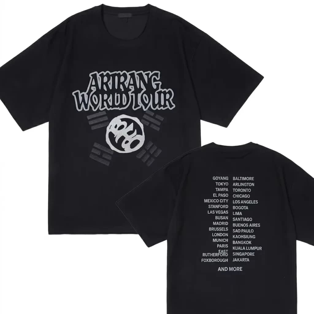 Summer High-Quality Men Women Oversized Family Matching Tshirt 2026 BTS World Tour Tour Print Pattern 100%Cotton Unisex T-shirt
