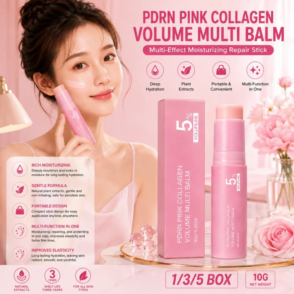 PDRN Pink Collagen Volume Multi Balm Stick 5% Volufiline Formula Fade Fine Line Firming Plumping 10g Pink Collagen Balm Stick