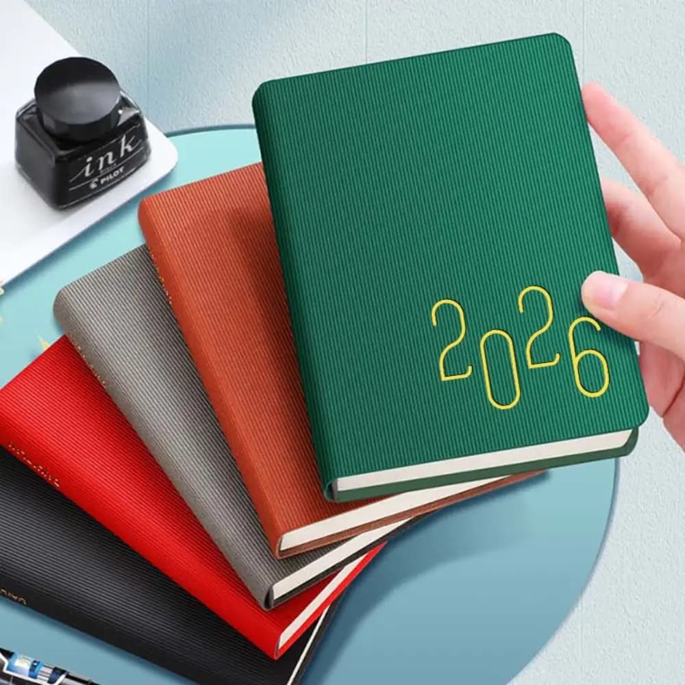 English 2026 Schedule Planner Notepad 12 Months Pu Leather B6 Schedule Book Thick Paper Small A5 Agenda Planning Notebook School