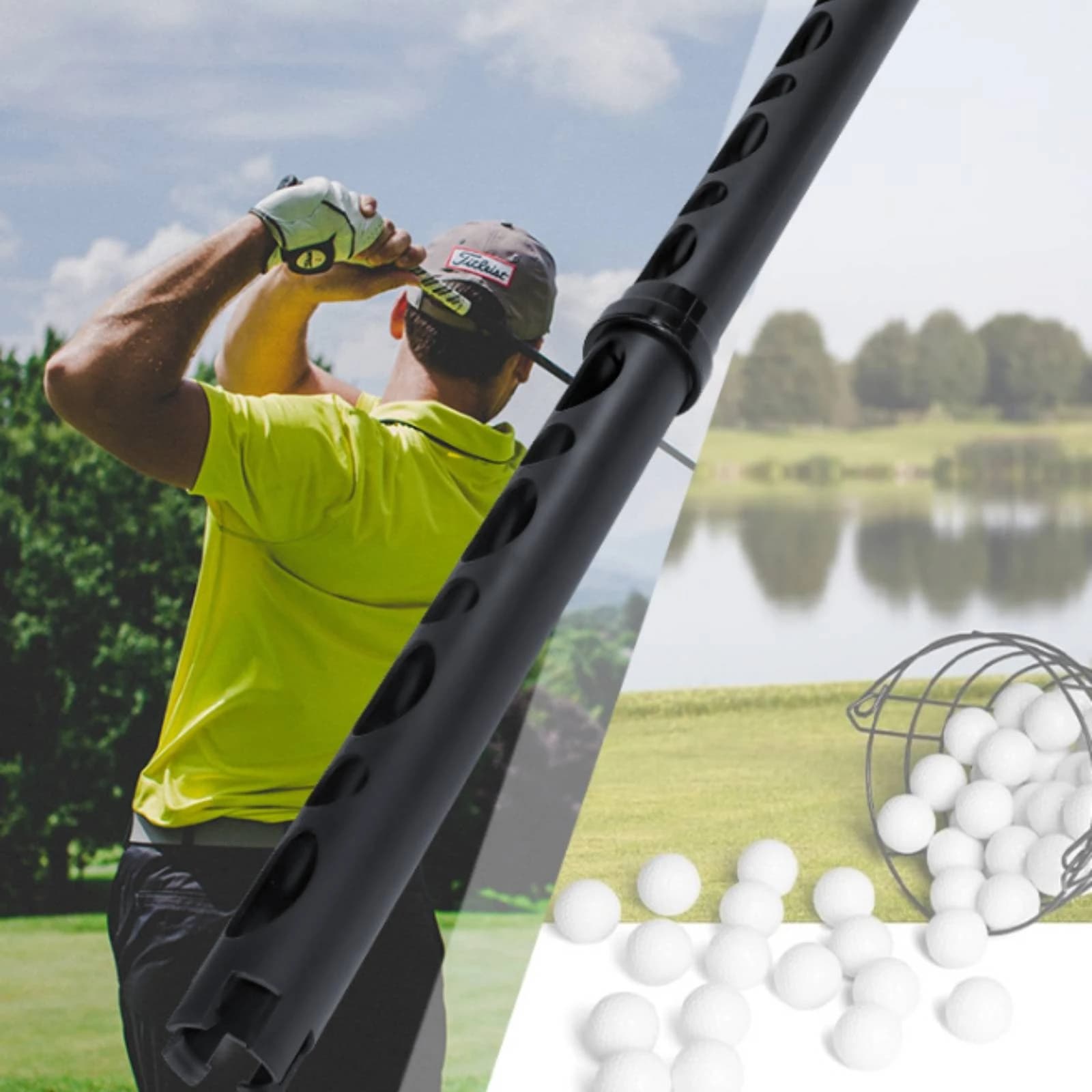 Golf Ball Picker Tube Detachable Golf Ball Collector Tube Sports Equipment Oval Openings Threaded Joint