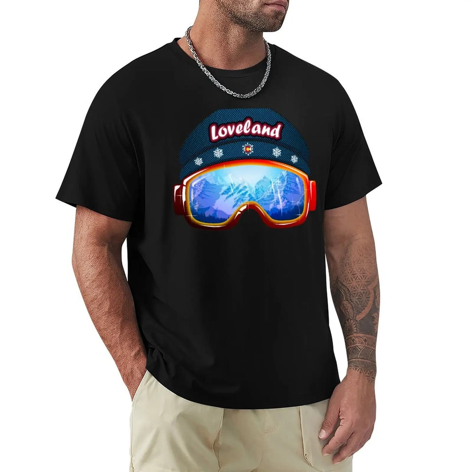Loveland Colorado ski goggles T-Shirt Soft Anti-Shrink Cotton Tee