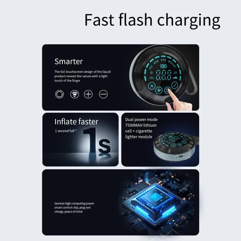 Pump LED Light Cordless 120 PSI Digital Portable Car Tire Inflator Air Compressor, For Cars, Motorcycles, Bikes