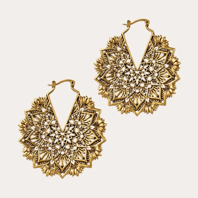 JK Antique Mandala Hoop Women Earrings Wedding Earrings Xmas 4th July Bridal Daily Party Gift