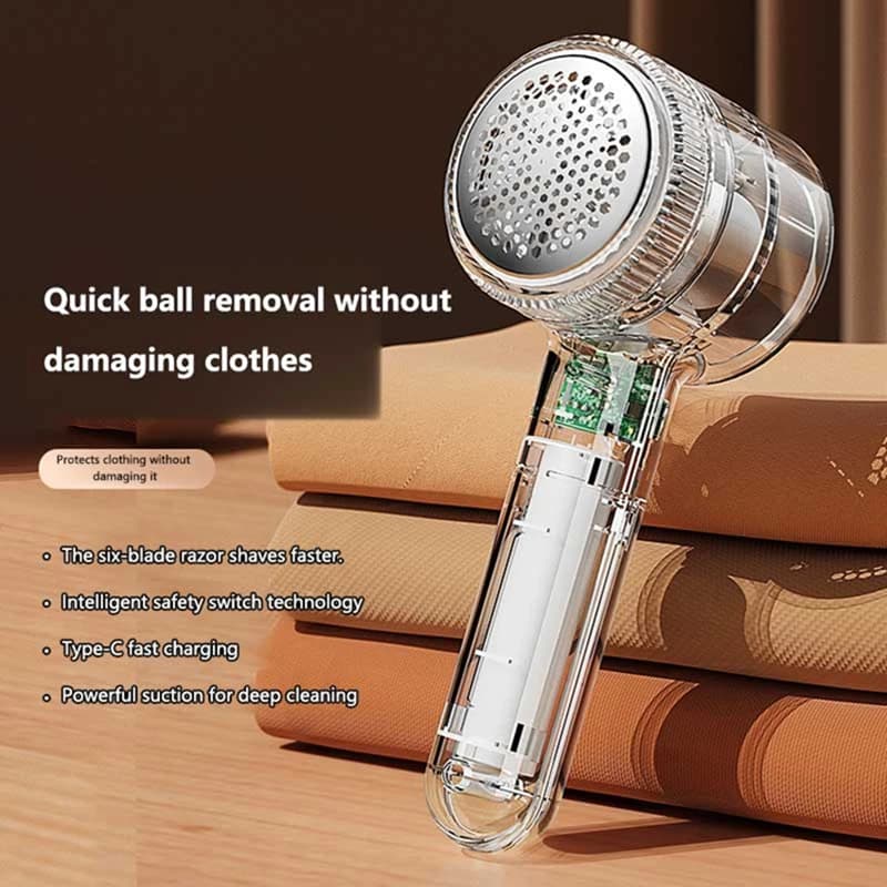 Electric Fabric Shaver Rechargeable Cordless Lint Remover 6-Blade Sweater Defuzzer Pilling Remover for Clothes Fuzz Ball Trimmer