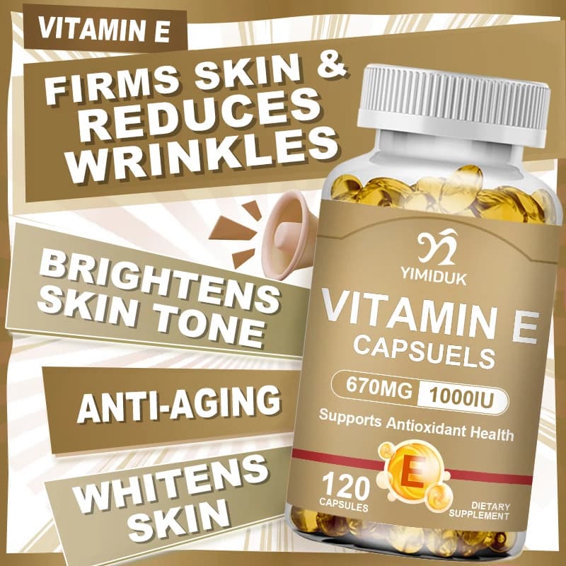 Vitamin E capsules: skin and liver health, wrinkle reduction, antioxidant, increases the suplement of the immune system - Beauty and skin care