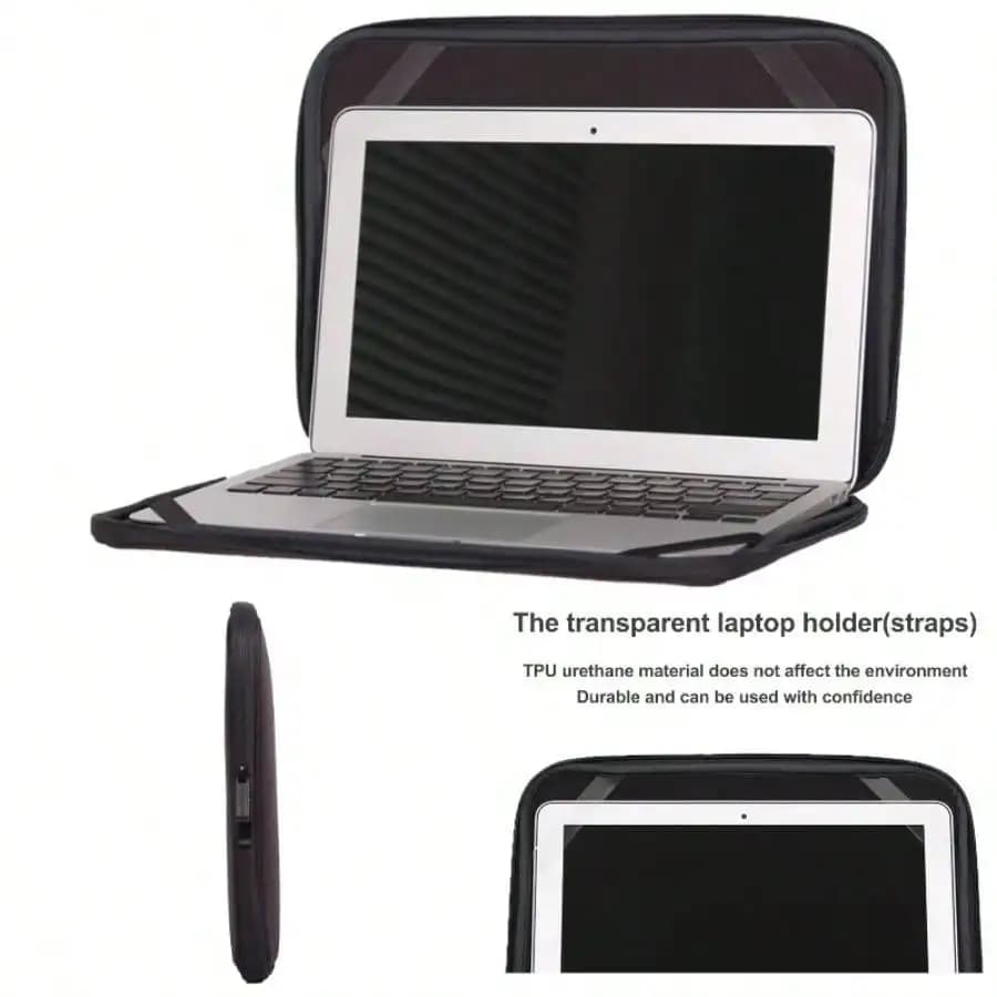 Custodia per laptop da 15,6 pollici, pieghevole, sottile, leggera, con coperchio ribaltabile, nera