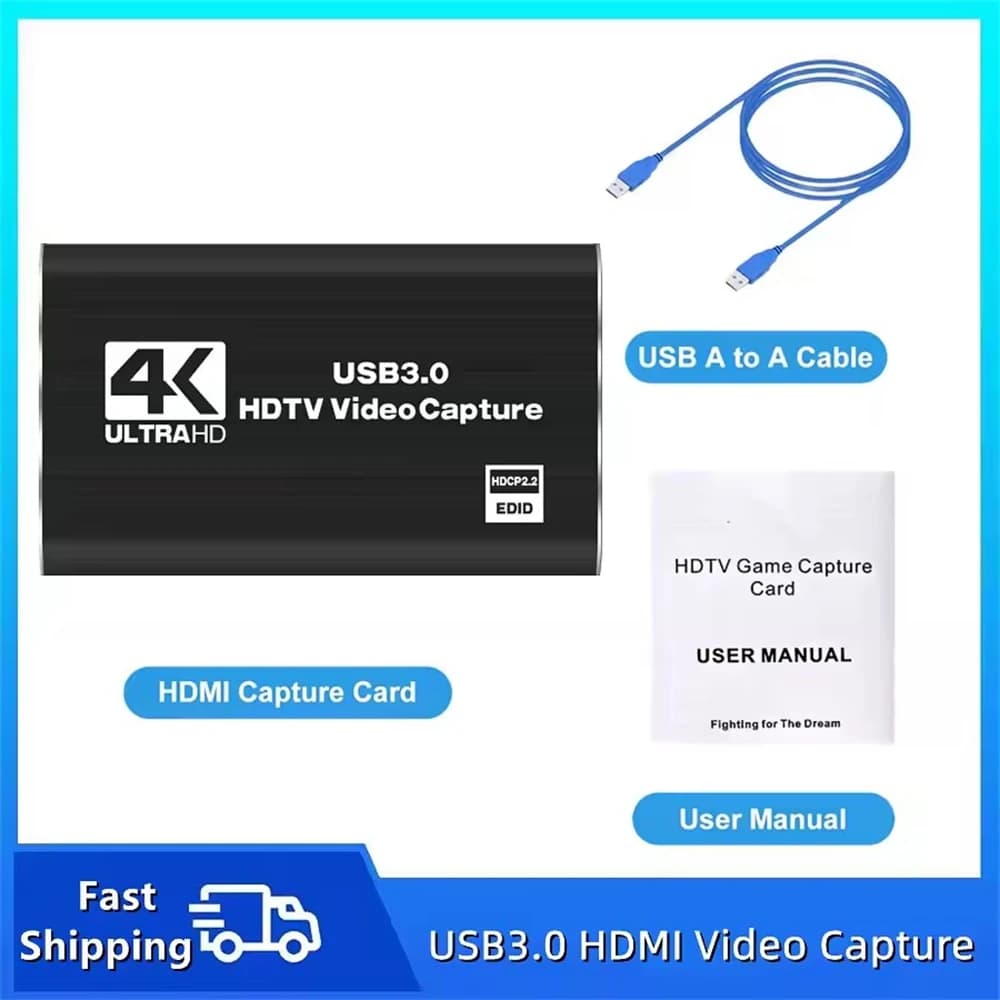 Video Capture Card Box 4K HDMI-Compatible 60Hz 30Hz USB 3.0 1080P 60fps 30fps Live Recorder Grabber Capturer Game Audio Mic