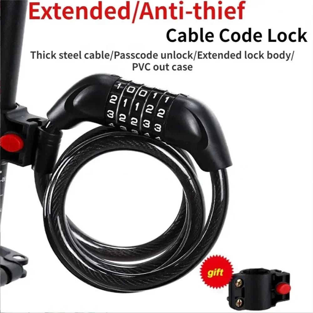 Lucchetto per bicicletta universale portatile Mountain Bike Blocco password a 5 cifre Blocco password per moto con catena in acciaio di sicurezza antifurto