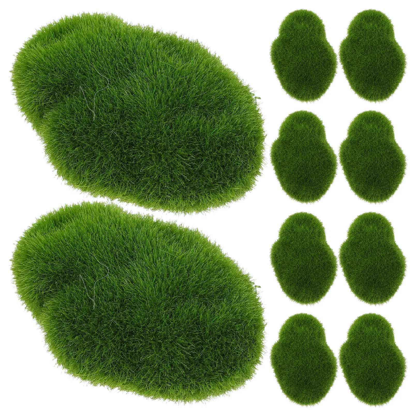 10Pcs Realistic Artificial Moss Stones Lifelike Simulation Moss Rocks for Planter Fillers Indoor Plant Decoration Crafting Fairy